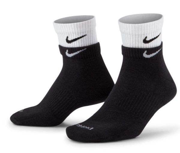 Tennissocken Nike Everyday Plus Cushioned Training Ankle Socks 1P - Schwarz, Weiß