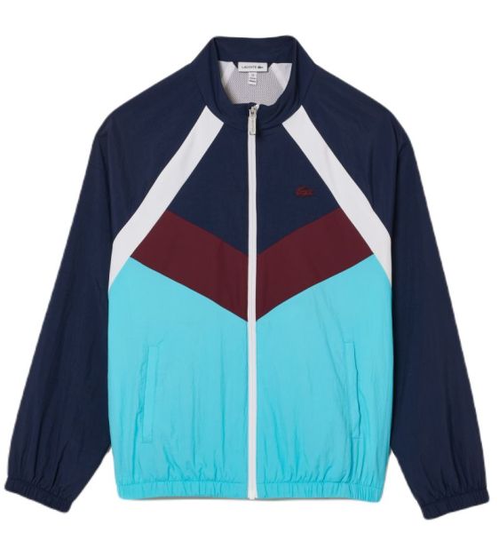 Boys' jumper Lacoste Recycled Fiber Colourblock Zipped Jacket - navy blue/white/bordeuax/blue