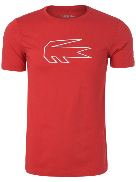  Lacoste Men's SPORT Novak Djokovic Crocodile Print T-shirt - red/white