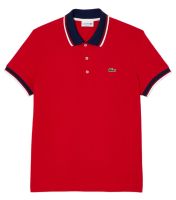 Polo marškinėliai vyrams Lacoste Regular Fit Stretch Cotton Piqué Contrast Collar Polo Shirt - Raudona