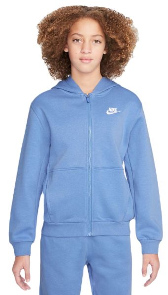 Džemperis meitenēm Nike Club Fleece Full-Zip Hoodie - polar/white