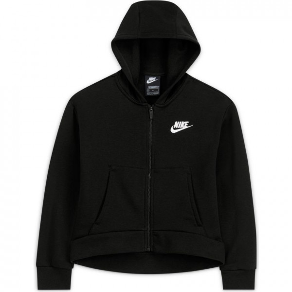 Lány pulóver Nike Sportswear Club Fleece FZ Hoodie G - black/white