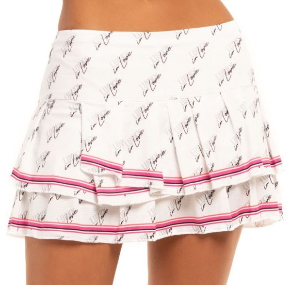 Gonna da tennis da donna Lucky in Love Core Signature Pleat Tier Skirt - Bianco