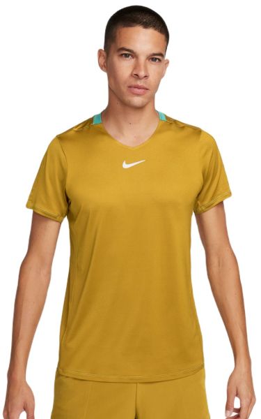 Herren Tennis-T-Shirt Nike Court Dri-Fit Advantage Crew Top - bronzine/washed teal/white