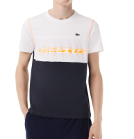 Ανδρικά Μπλουζάκι Lacoste SPORT x Daniil Medvedev Jersey T-Shirt - white/blue/orange Ανδρικά Μπλουζάκι Lacoste SPORT x Daniil Medvedev Jersey T-Shirt - white/blue/orange