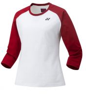 Damen Langarm-T-Shirt Yonex T-Shirt Ladies Long Sleeve - white/red