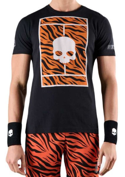 Herren Tennis-T-Shirt Hydrogen Court Cotton T-Shirt - black/orange tiger