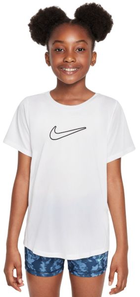 Dívčí trička Nike Kids One Fitted Dri-Fit Short Sleeve - Bílý