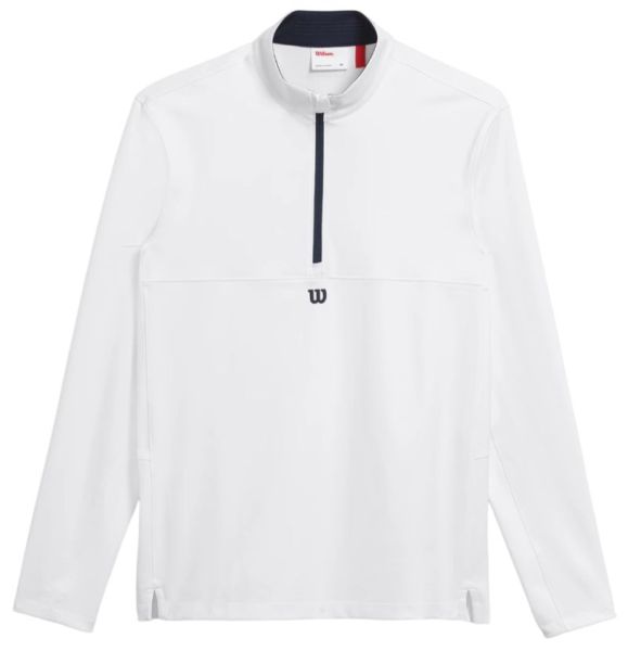 Herren Tennis-Langarm-T-Shirt Wilson Elevate Performance 1/2 Zip - bright white
