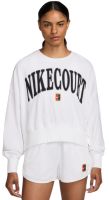 Dámská tenisová mikina Nike Court Heritage Oversized Crew-Neck Graphic Tennis - Bílý