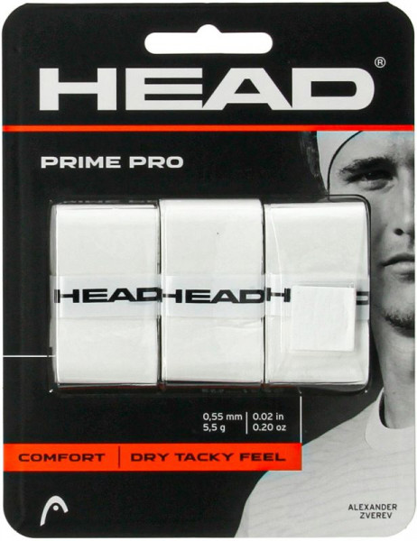 Owijki tenisowe Head Prime Pro white 3P