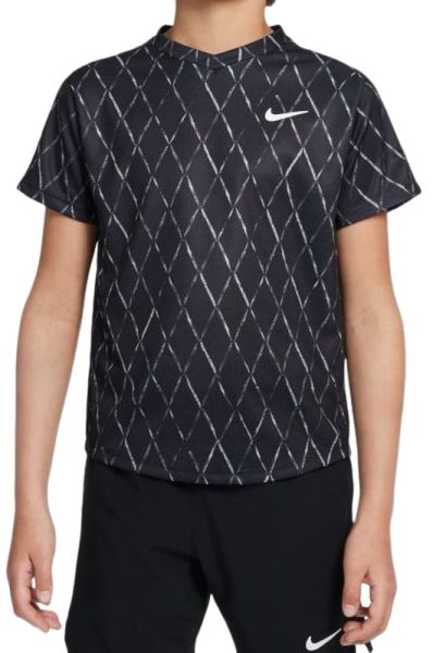 Jungen T-Shirt  Nike Court Dri-Fit Victory SS Top Printed - black/white