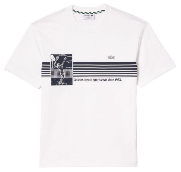 Pánské tričko Lacoste French Made Tennis Print Heavy T-Shirt - Bílý