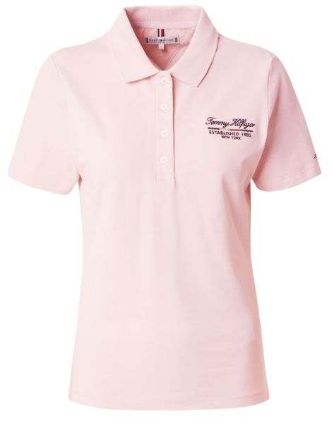 Women's polo T-shirt Tommy Hilfiger Slim Script Graphic - Pink