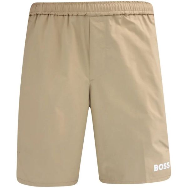 Męskie spodenki tenisowe BOSS x Matteo Berrettini Stretch-Poplin Shorts with Contrast Logo - medium beige