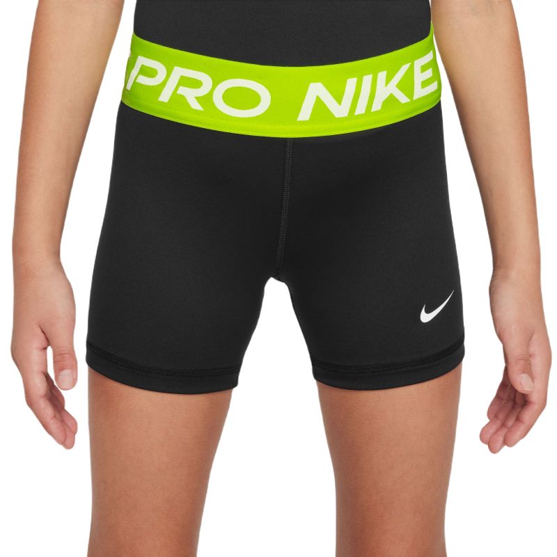 Spodenki dziewczęce Nike Girls Pro 3in Shorts - black/volt/white, Strefa  Tenisa