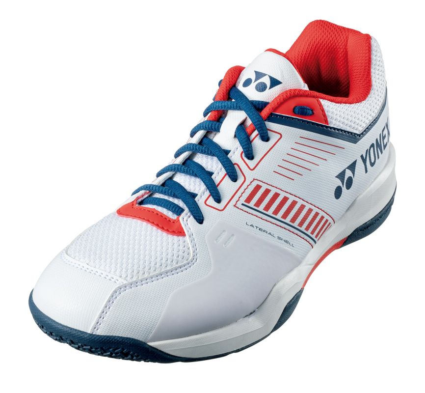 Herren Badmintonschuhe Yonex Power Cushion Strider Flow Wide white red Tennis Zone Tennisgeschaft