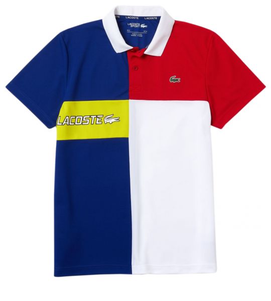  Lacoste Men's SPORT Branded Piqué Polo Shirt - blue/red/white/yellow/white