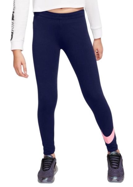 Dievčenské nohavice Nike NSW Favorites Swoosh Tight G - blue void/arctic punch