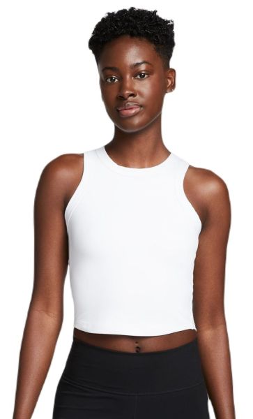 Top de tenis para mujer Nike One Fitted Dir-Fit Short Sleeve Crop Tank - white/black