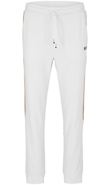 Meeste tennisepüksid BOSS x Matteo Berrettini Tracksuit Bottoms In Active-Stretch Fabric With Side Strip - white