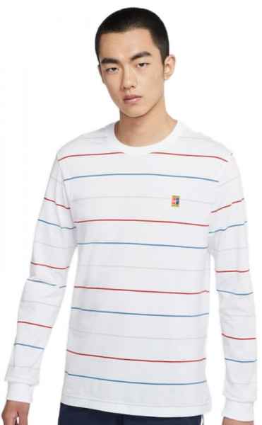 Pánske tričká (dlhý rukáv) Nike Court Long Sleeve Tennis T-Shirt M - white