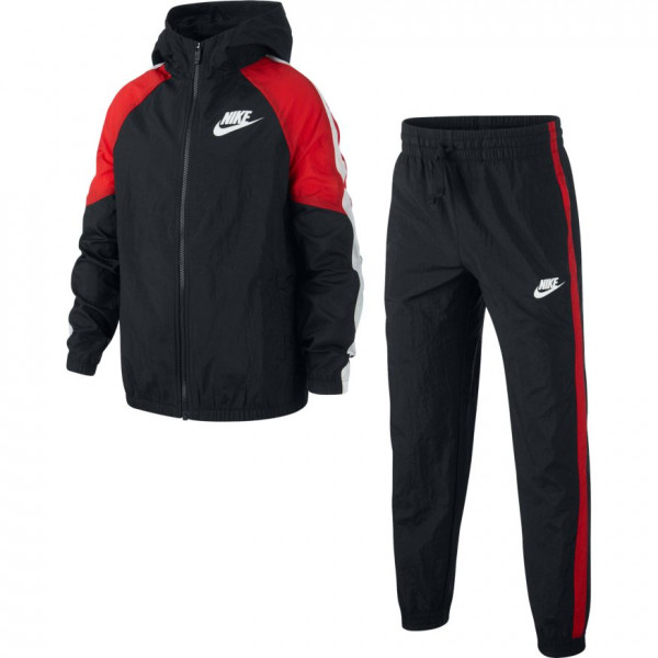  Nike Swoosh Woven Track Suit - black/university red/white/white