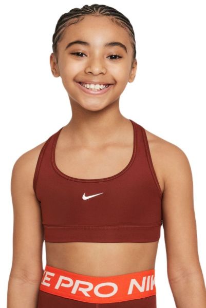 Dievčenské podprsenky Nike Girls Swoosh Sports Bra - dark team red/white