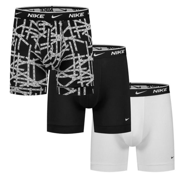 Ανδρικά Μπόξερ σορτς Nike Everyday Cotton Stretch Boxer Brief 3P - logo tape print/black/white
