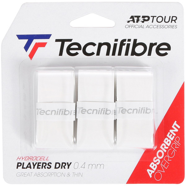 Owijki tenisowe Tecnifibre Players Dry 3P - white