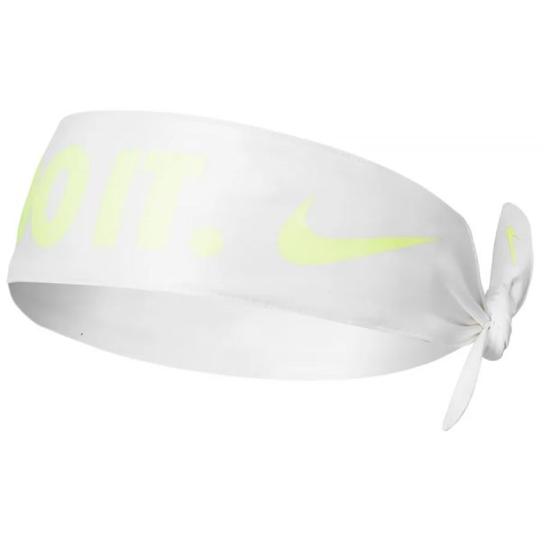 Bandanas de tennis Nike Dri-Fit Head Tie Skinny Printed - white/lime ice/lime ice