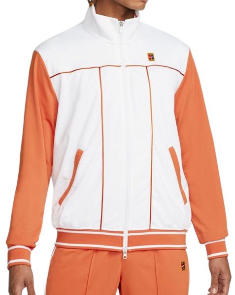 Férfi tenisz pulóver Nike Court Heritage Suit Jacket M - hot curry/white