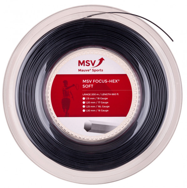 Tenisz húr MSV Focus Hex Soft (200 m) - black