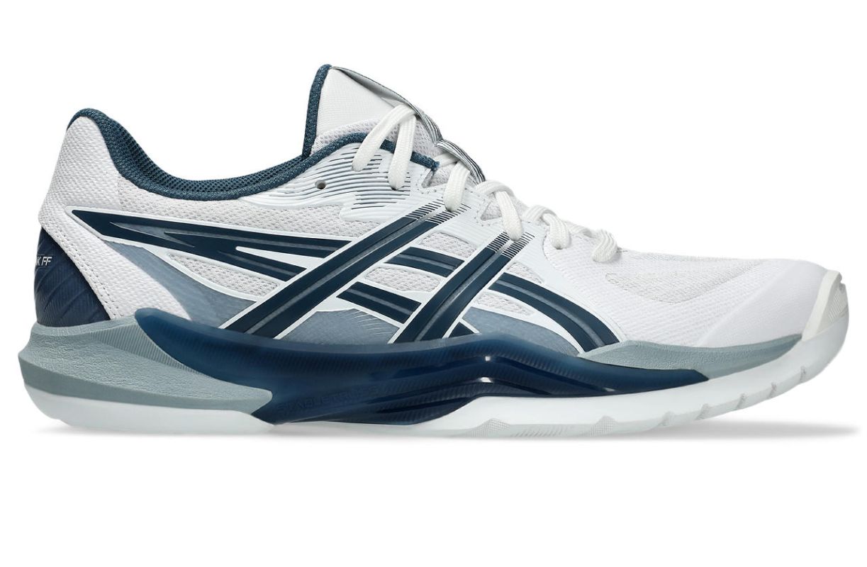 Men s badminton squash shoes Asics Powerbreak FF white vintage indigo Tennis Zone Tennis Shop