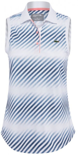  Lacoste Shaded Striped Breathable Piqué Tennis Polo Shirt - white/blue/pink