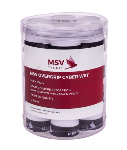 Tenisa overgripu MSV Cyber Wet Overgrip white 24P