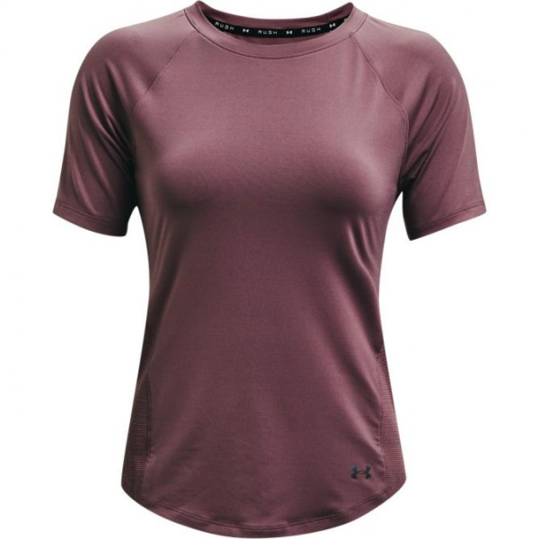 Damen T-Shirt Under Armour Women's UA Rush HeatGear Mesh Short Sleeve - ash plum/metallic silver