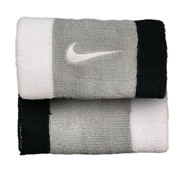 Serre-poignets de tennis Nike Swoosh Double-Wide Wristbands - light smoke gray/black/white
