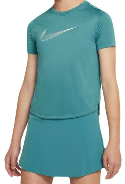T-krekls meitenēm Nike Dri-Fit One Short Sleeve Top GX - mineral teal/white
