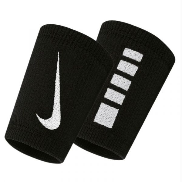 Muñequera de tenis Nike Elite Double-Wide Wristbands 2P - black/white