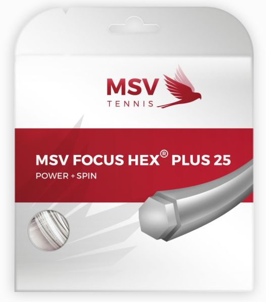 Teniso stygos MSV Focus Hex Plus 25 (12 m) - white
