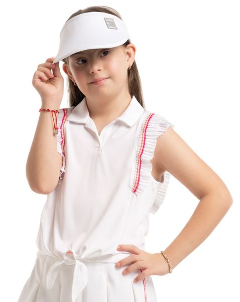 Camiseta para niña Lucky in Love Girls Shockin' Classic Stripes Tie Polo - Blanco