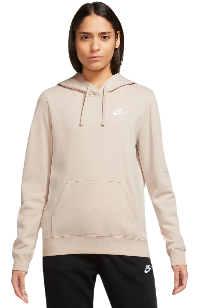 Women's jumper Nike Sportswear Club Fleece Pullover Hoodie -  sanddrift/white, Tennis Zone