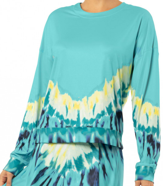Damen Langarm-T-Shirt Lucky in Love Peace Out Psychedelic Long Sleeve Women - opal/print