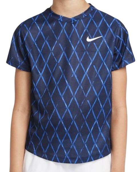 Jungen T-Shirt  Nike Court Dri-Fit Victory SS Top Printed - obsidian/white