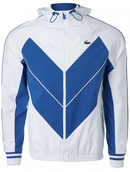  Lacoste Tennis Full Zip Hoodie Men Jacket - white/blue