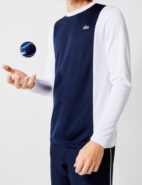 Pánské tenisové tričko Lacoste Men’s Sport Breathable Piqué Knit T-Shirt - navy blue/white/navy blue/whit