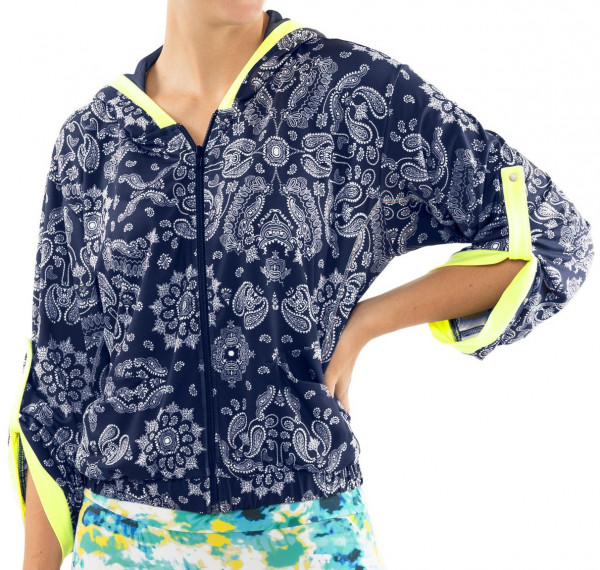 Teniso džemperis moterims Lucky in Love Peace Out Bandana Bell Sleeve Jacket Women - midnight/print