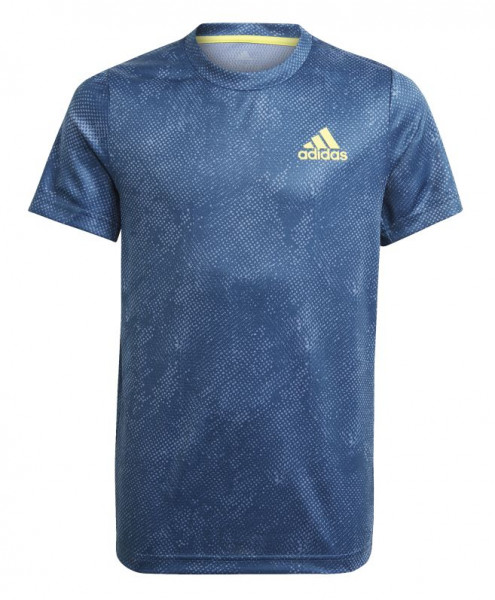 Jungen T-Shirt  Adidas Heat Ready Primeblue Freelift Tee - crew navy/acid yellow/crew blue