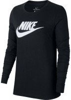 Maglietta da tennis da donna (a maniche lunghe) Nike Swoosh Essential LS Icon Ftr - black/white